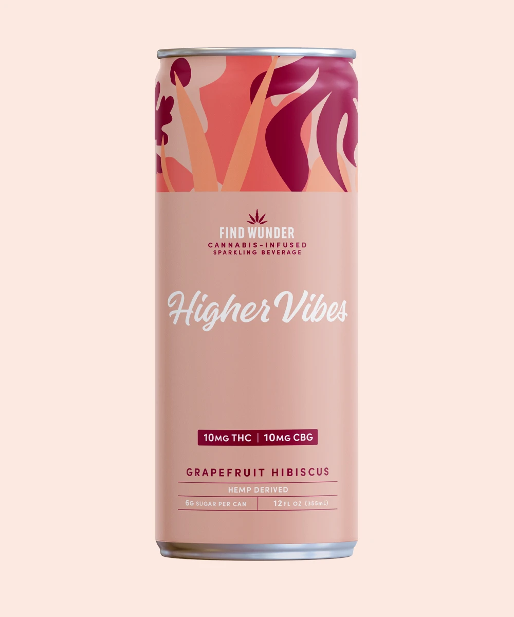 A Grapefruit Hibiscus fast-acting 10mg THC drink with a tart and floral flavor profile.